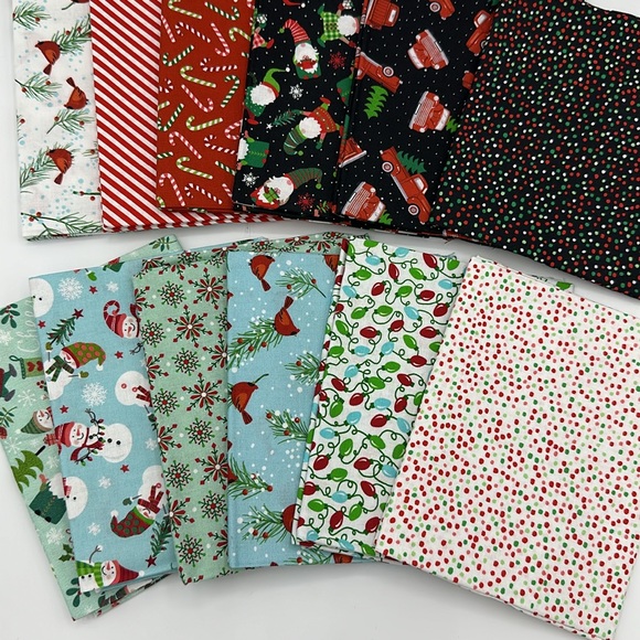 Christmas Holiday Fat Quarter Bundle 12 Hi Fashion Timeless Gnomes - Picture 5 of 5